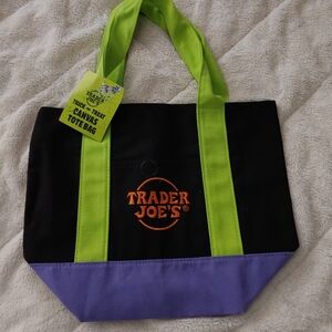 Trader Joe's Halloween Themed Black and Purple Canvas Tote Bag